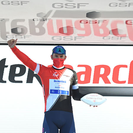 CASSIS, FRANCE - FEVRIER 11: Davide Ballerini of team DECEUNINCK - QUICK - STEP durant l'etape 1 Aubagne Ð Six Fours les Plages du Tour de Provence 2021. Le 11 fevrier 2021, Cassis, France (Photo by James Startt/Agence Zoom)