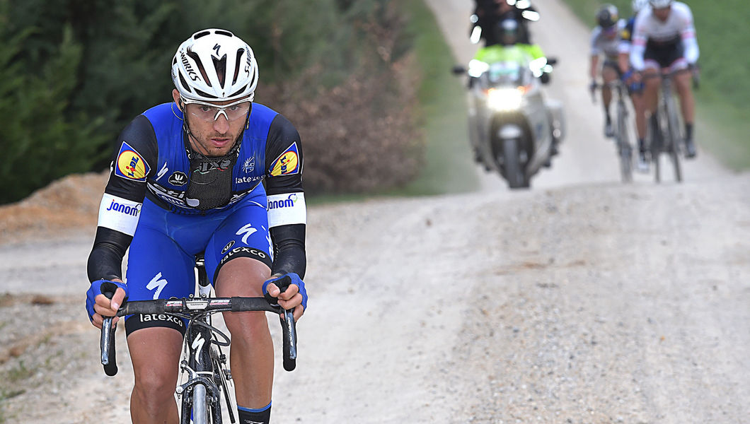 Stybar and Brambilla on the podium after epic Strade Bianche