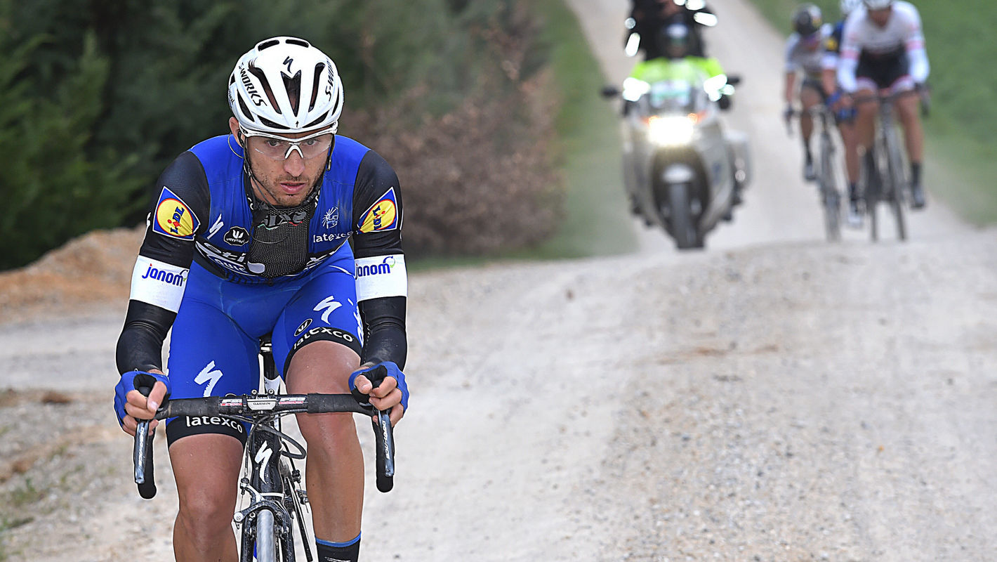 Stybar and Brambilla on the podium after epic Strade Bianche