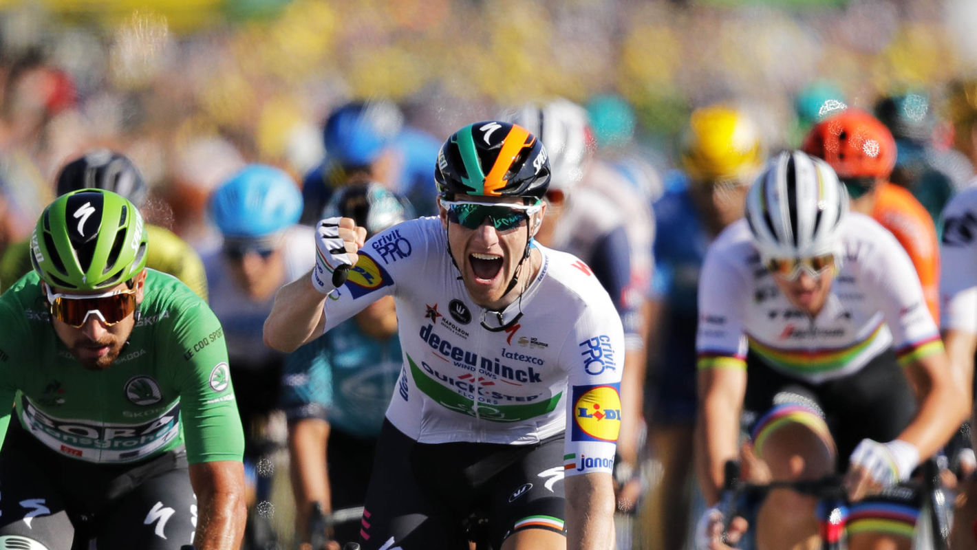 Sam Bennett breaks the ice at the Tour de France