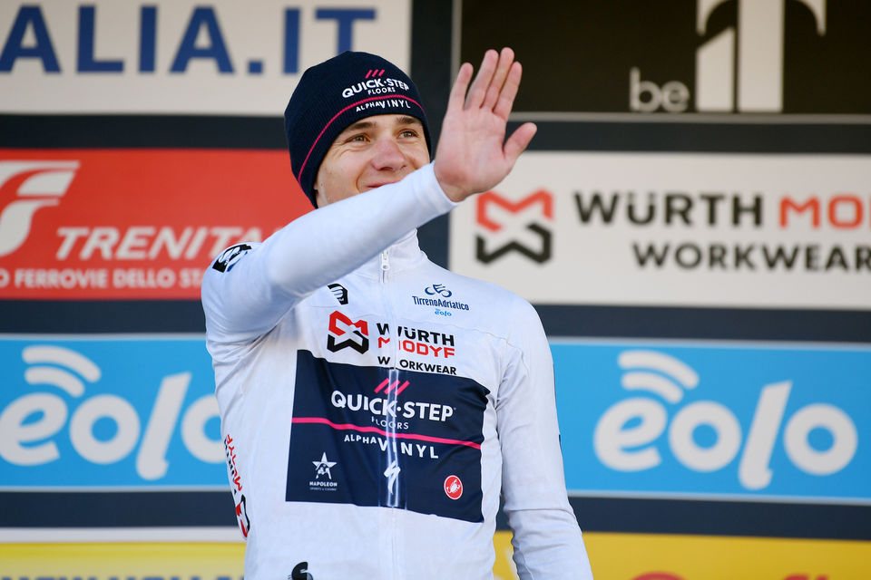 Evenepoel in white at Tirreno-Adriatico